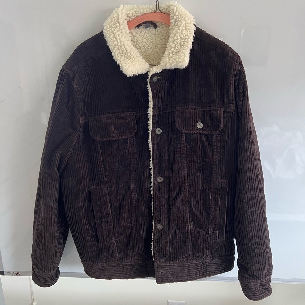 Bonobos brown corduroy winter jacket mens medium slim fit